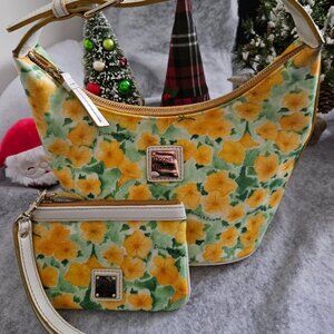 Dooney & Bourke Petunia Flower Floral Bucket Bag and matching Wristlet